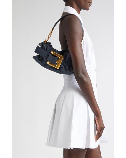 Balmain Blue Mini Anthem Leather Shoulder Bag