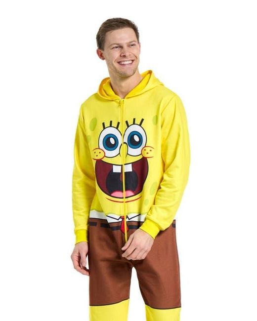 Opposuits Yellow Spongebob Hooded Jumpsuit for men