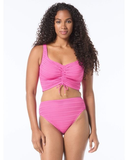 Coco Reef Pink Elevate Bra Sized Shirred Underwire Bikini Swim Top