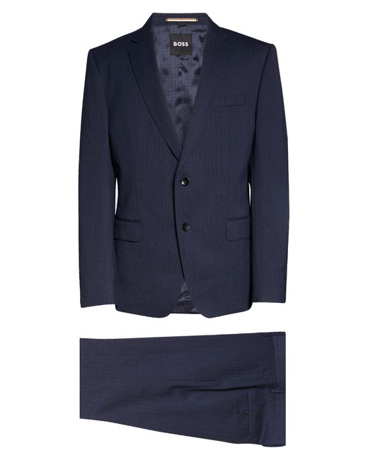 Mens Clothing Suits BOSS by HUGO BOSS Jeckson/lenon2 Virgin Wool Windowpane Two-button Suit in Blue for Men 