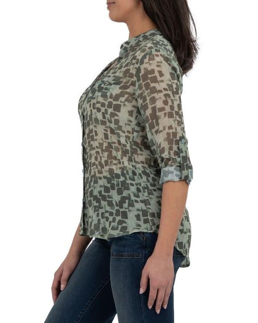 Kut From The Kloth Green Jasmine Chiffon Button-Up Shirt
