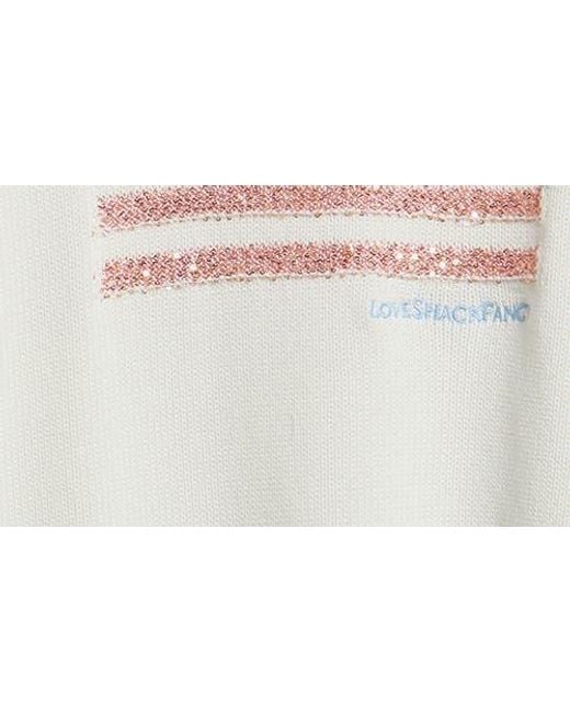 LoveShackFancy White Sequin Flag Cotton Sweater