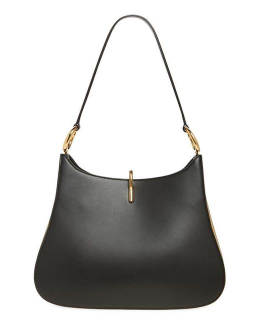 Rabanne Black Ring Leather Hobo Shoulder Bag