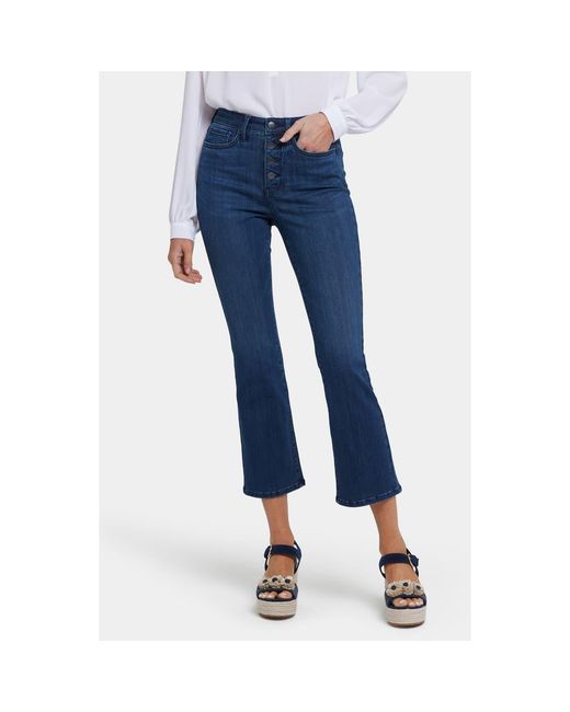 NYDJ Blue Billie Exposed Button High Waist Ankle Mini Bootcut Jeans