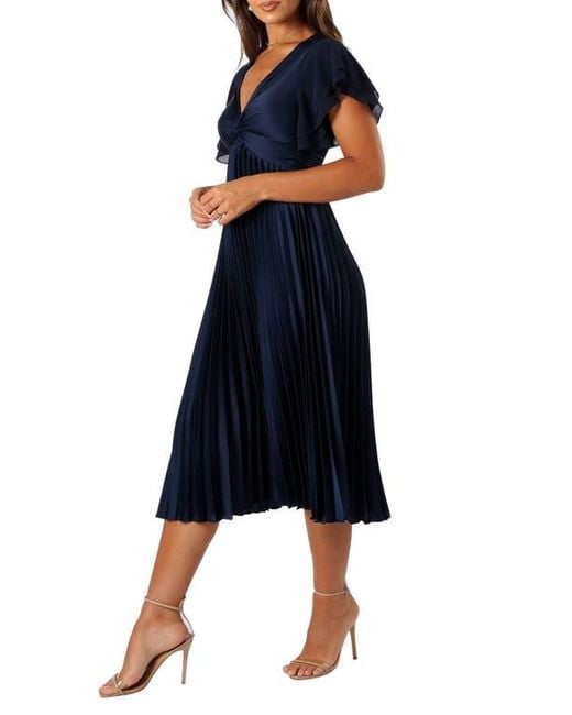 Petal & Pup Blue Nova Flutter Sleeve Midi Dress