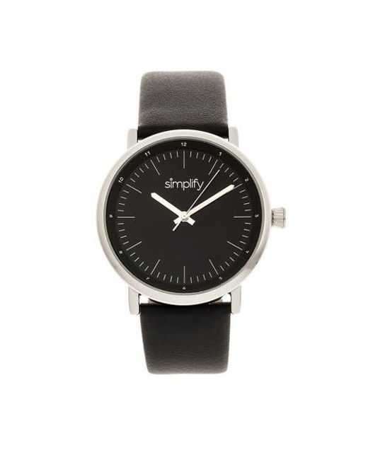 Simplify Black The 6200 Leather-Strap Watch for men