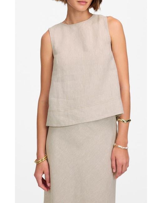 Madewell Natural Pleated Linen Sleeveless Shell Top
