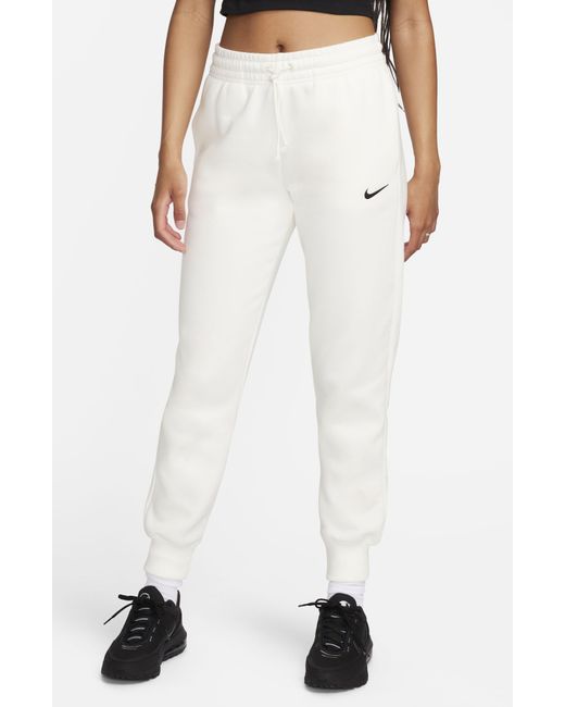 Nike White Sportswear Phoenix Fleece Mid Rise joggers