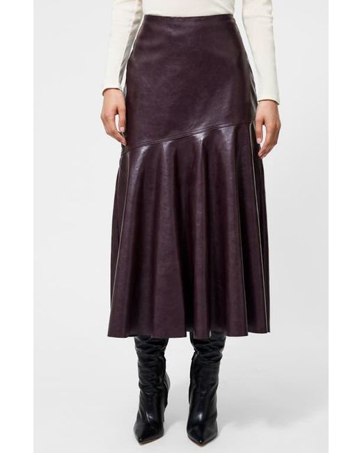 French Connection Red Kayleigh Pleated Faux Leather Midi Skirt