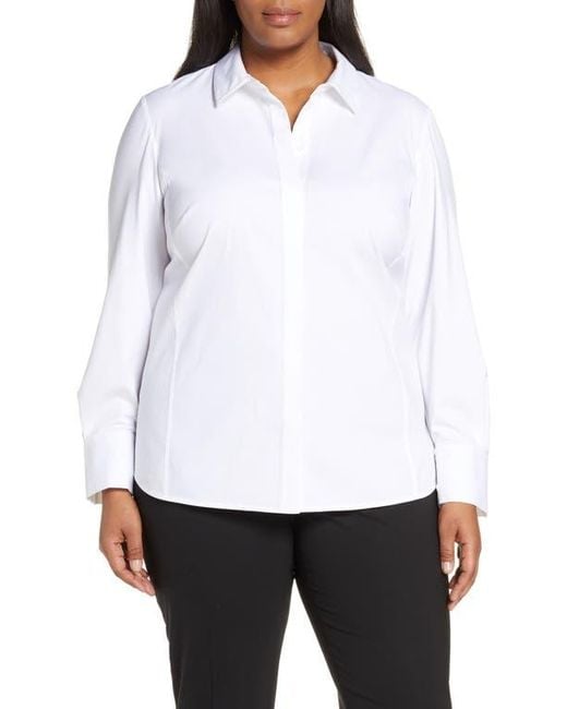 Lafayette 148 New York White Pandita Chain Trim Blouse