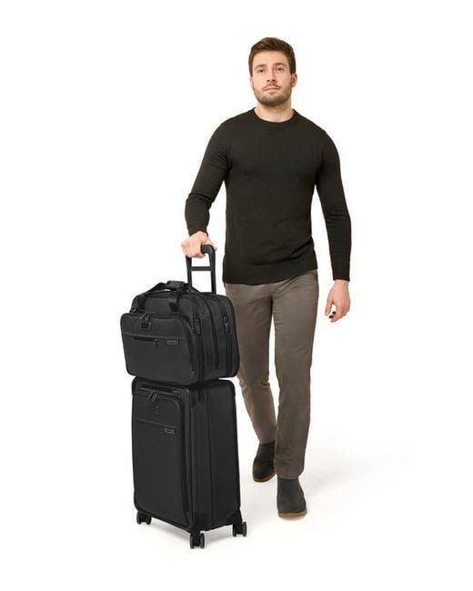 Briggs & Riley Black Baseline Essential 22-Inch Expandable Spinner Carry-On Bag for men
