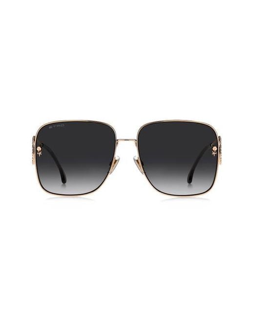 Etro Black 61Mm Gradient Square Sunglasses