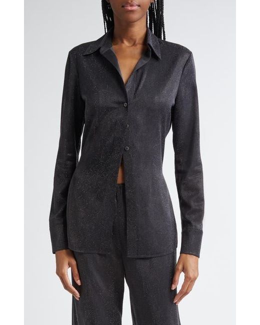 Alexander Wang Black Hotfix Crystal Button-Up Shirt