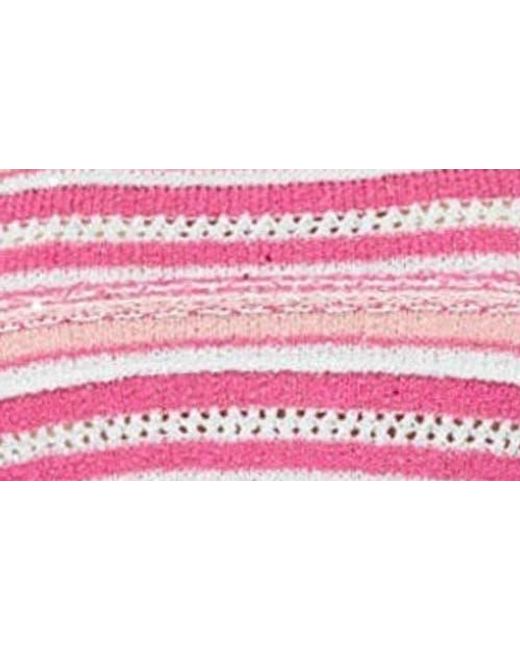 Edikted Pink Stripe Knit Strapless Top