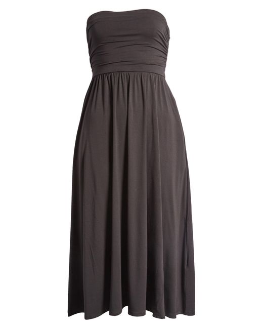 All In Favor Brown Strapless Jersey Midi Dress In At Nordstrom, Size Small