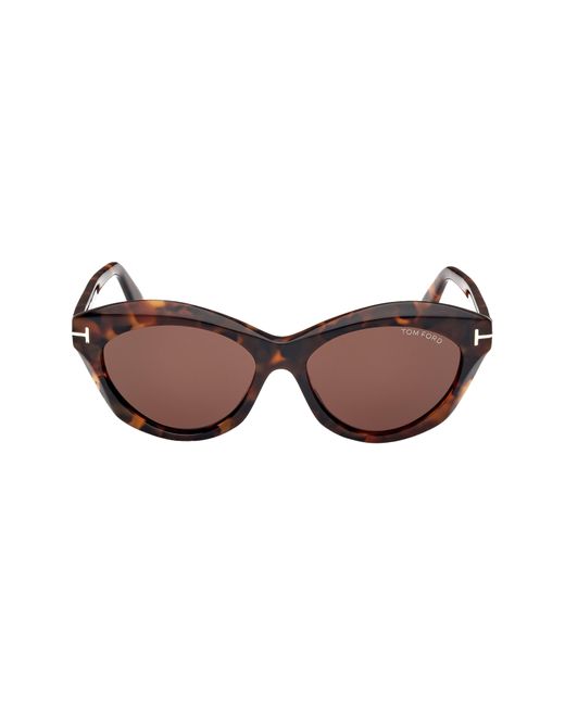 Tom Ford Brown Toni 55mm Oval Sunglasses