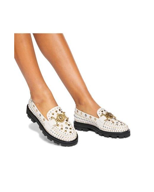 Kurt Geiger White Mansion Stud Platform Loafer