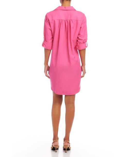 Karen Kane Pink Roll Tab Sleeve Shirtdress