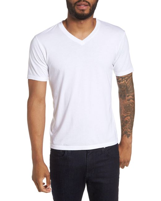 Goodlife White Classic Supima Blend V-neck T-shirt for men