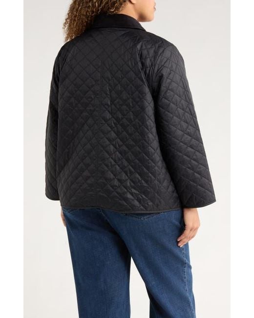 Eileen Fisher Black Corduroy Collar Quilted Jacket