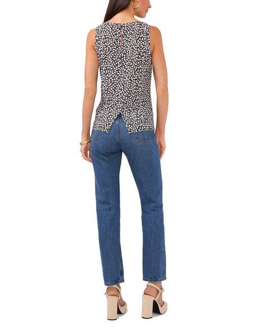 Vince Camuto Blue Print Back Vent Sleeveless Top