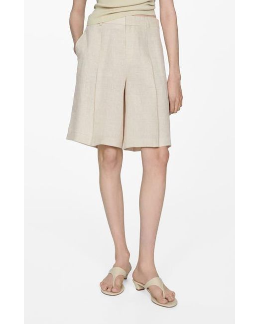 Mango Natural Linen Bermuda Shorts