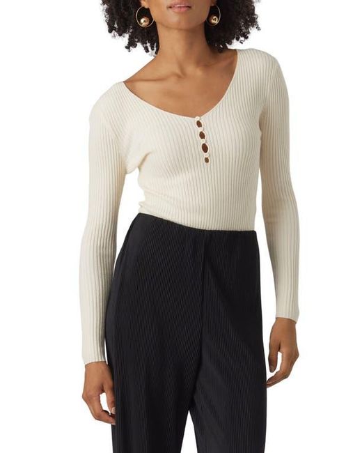 Vero Moda Natural Karis Button Rib Top