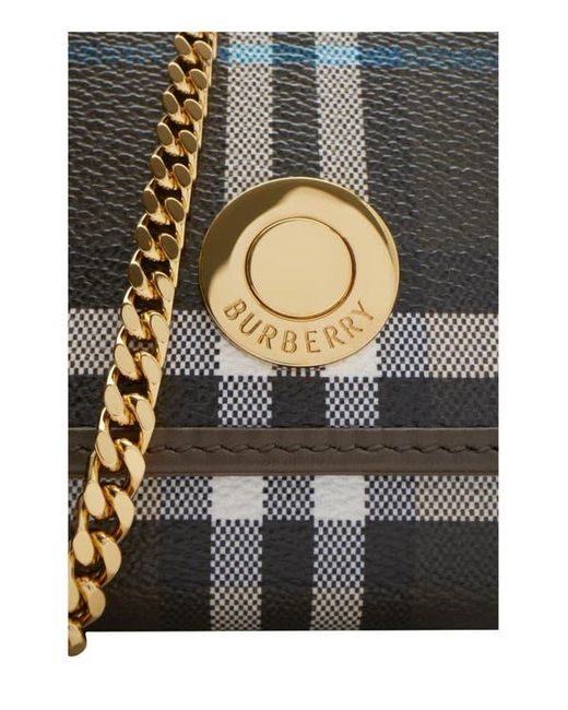 Burberry Black Check Chain Strap Wallet
