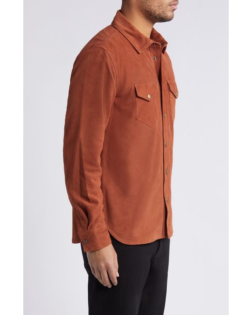 Billy Reid Orange Suede Snap Front Work Shirt for men