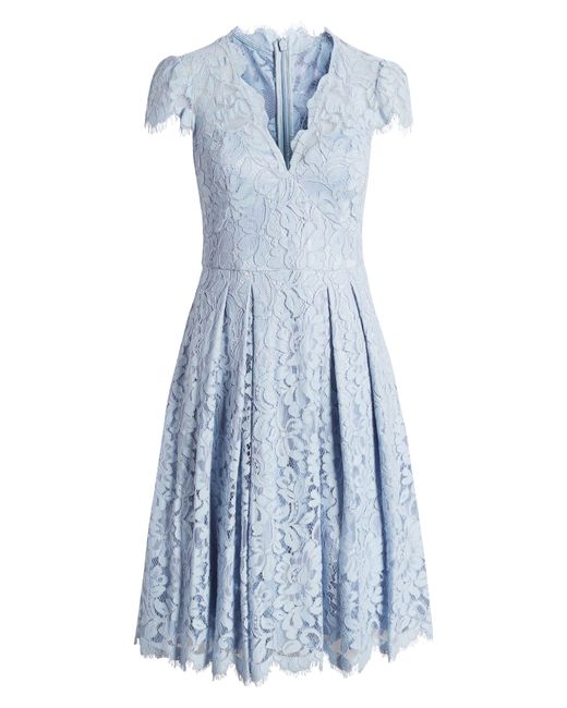 Eliza J Blue Lace Fit & Flare Cocktail Dress