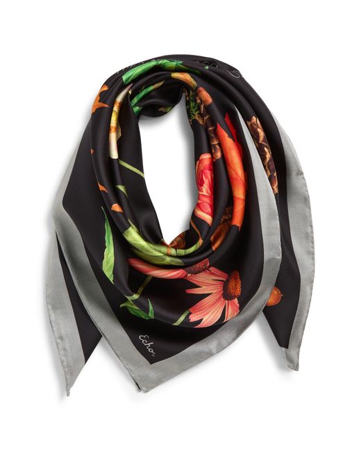 Echo Black The Botanists Collection Silk Scarf