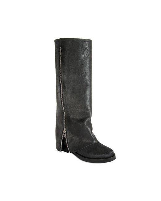 Urbnkicks Black Cuff Leather Biker Boot