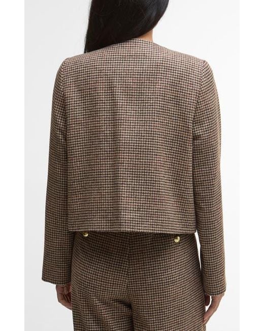 Barbour Brown Corina Houndstooth Wool Jacket