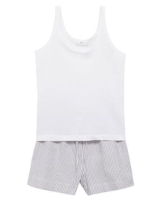 Mango White Two-Piece Stripe Short Pajamas