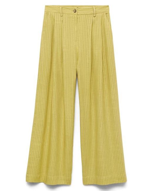Mango Yellow Luce Stripe Wide Leg Pants