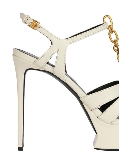 Balmain White Sync Platform Sandals