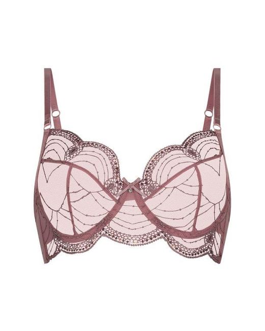 Hunkemöller Pink Ruby Embellished Embroidered Mesh Underwire Bra