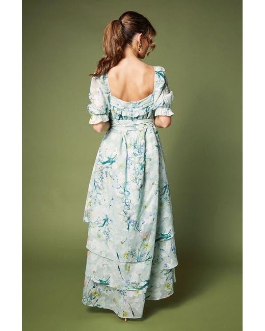 Coast Blue Short Sleeve Printed Chiffon Midi Dress