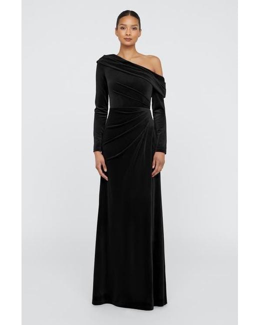 THEIA Black Katniss One Shoulder Gown