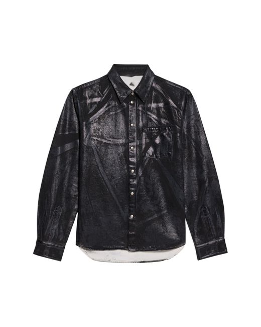 Helmut Lang Black Foiled Cotton Denim Shirt Jacket for men