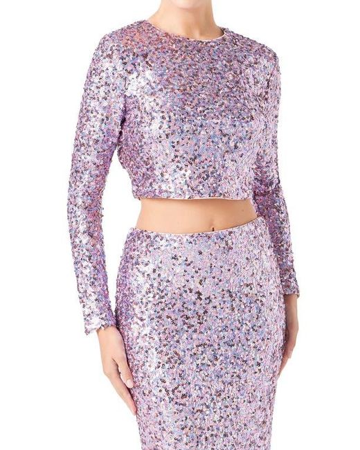 Endless Rose Purple Open Back Sequin Crop Top