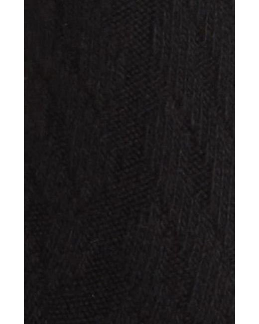 Oroblu Black Gwen Cable Knit Wool Blend Crew Socks