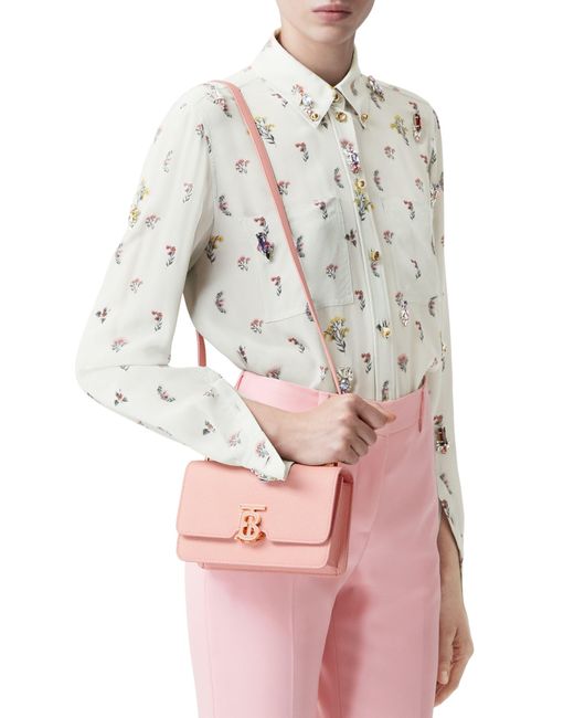 Burberry Mini Tb Leather Shoulder Bag in Pink Lyst