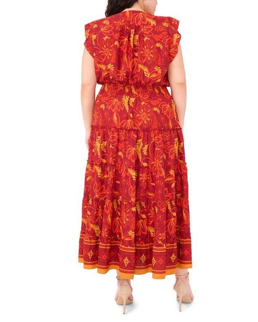 Vince Camuto Flutter Sleeve Tiered Maxi Dress