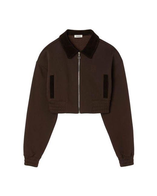 Sandro Red Cropped Dual-Fabric Sweatshirt