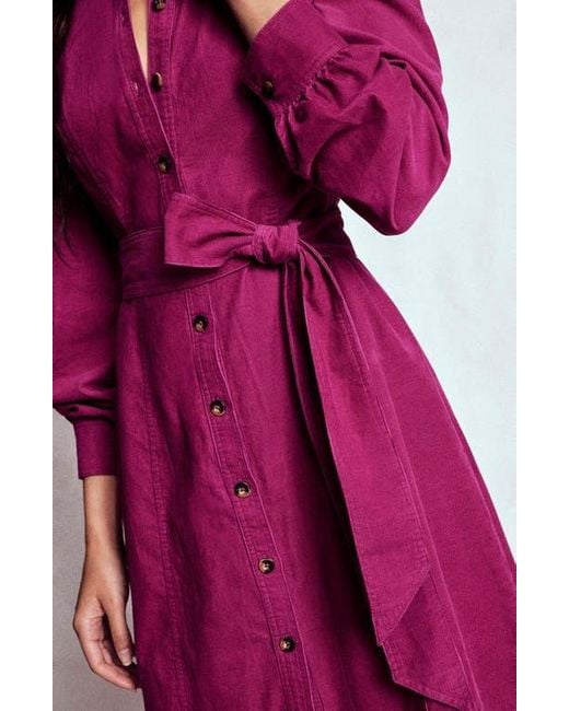 Boden Pink Bre Belted Corduroy Shirtdress