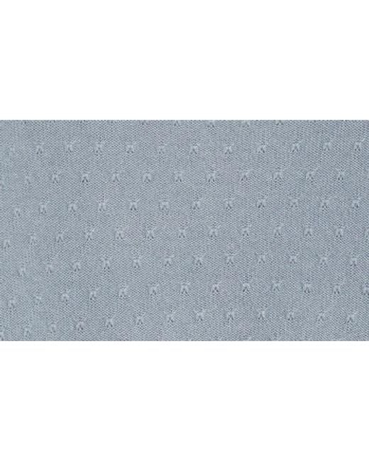 FRAME Blue Puff Sleeve Pointelle Cashmere Sweater