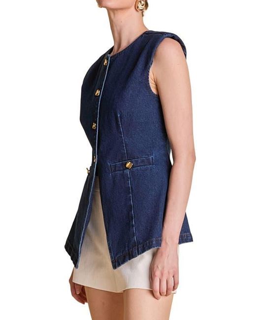 Endless Rose Blue Button Cutaway Vest