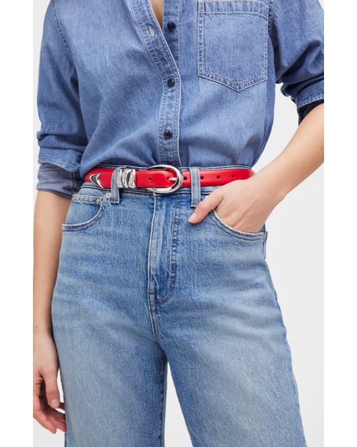 Madewell Red Chunky Metal Leather Belt
