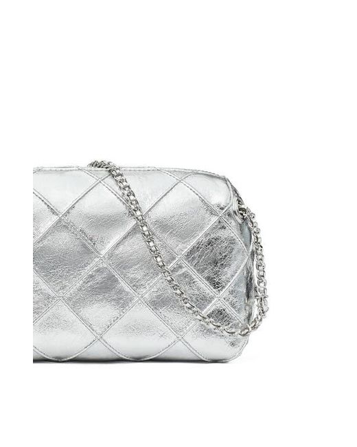 Tory Burch Gray Fleming Soft Metallic Leather Crossbody Bag